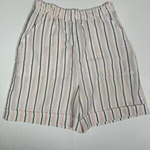 Vtg 80s Act III High Waisted Women Shorts Seersucker Pull On Striped Pink Sz 10